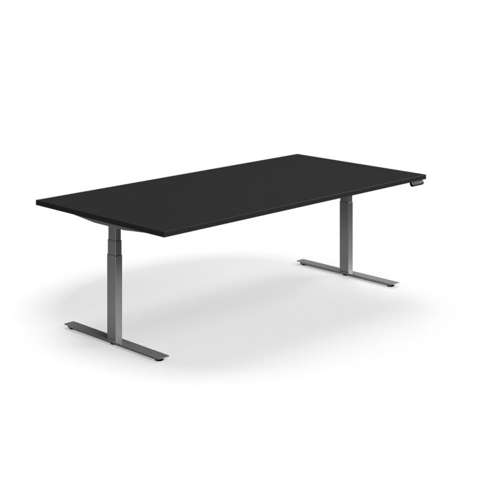 Stół do spotkań na stojąco QBUS, prostokątny, 2400x1200 mm, srebrny, czarny
