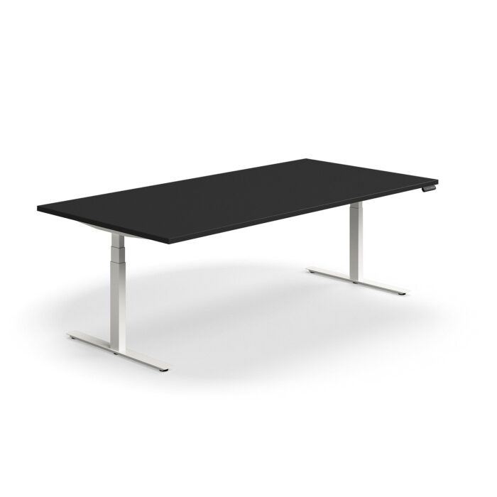 Stół do spotkań na stojąco QBUS, prostokątny, 2400x1200 mm, biały, czarny