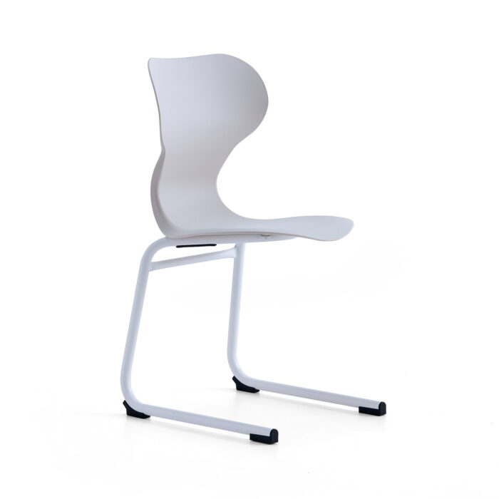 Krzesło BRIAN, płozy, biały/jasnoszary
