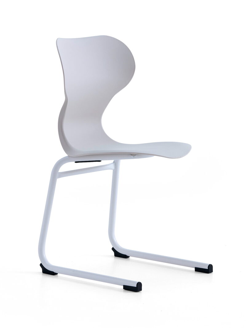 Krzesło BRIAN, płozy, biały/jasnoszary