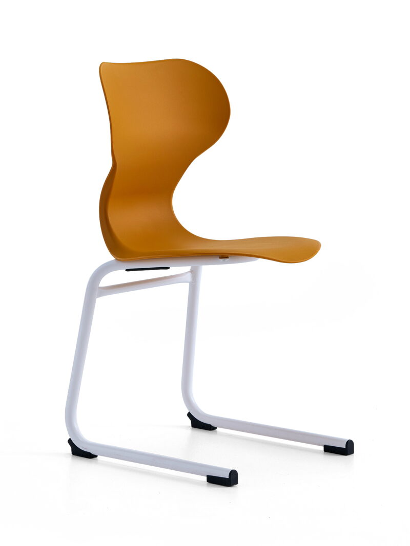 Krzesło BRIAN, płozy, biały/żółty