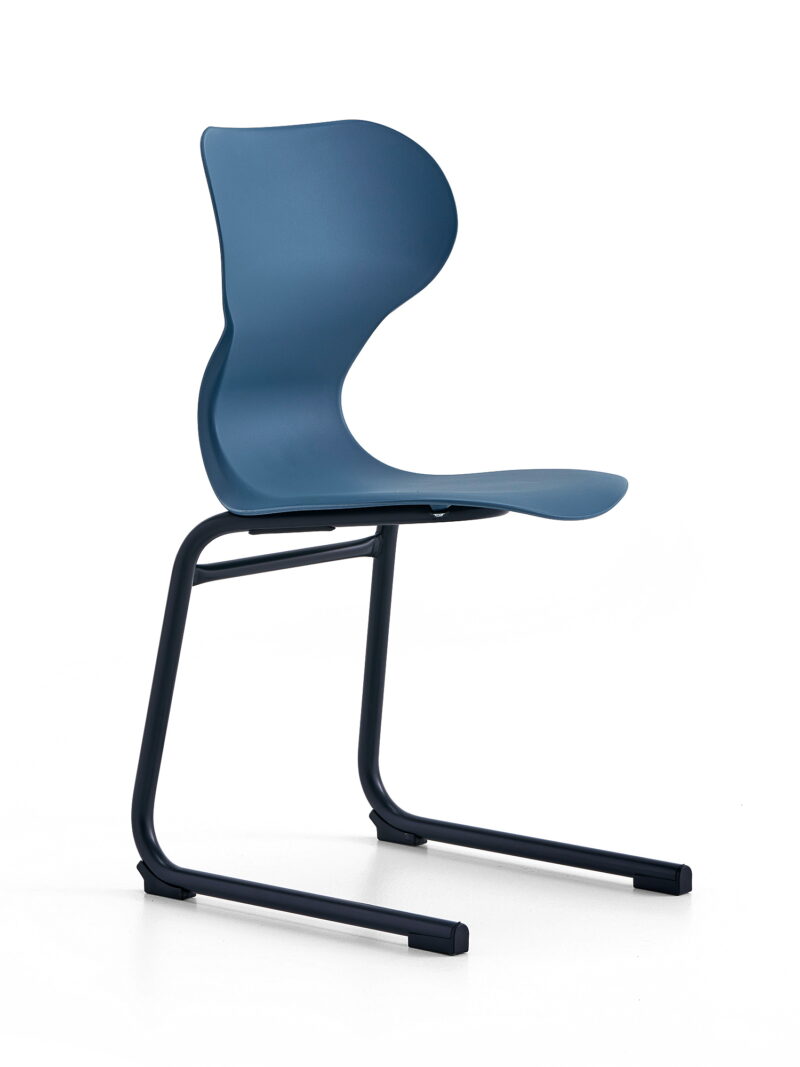 Krzesło BRIAN, płozy, antracyt/niebieski