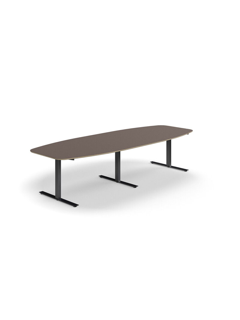 Stół konferencyjny AUDREY, 3200x1200 mm, czarny, szarobrązowy