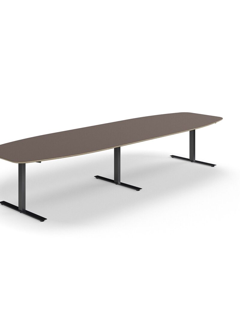 Stół konferencyjny AUDREY, 4000x1200 mm, czarny, szarobrązowy