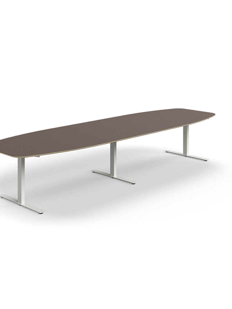 Stół konferencyjny AUDREY, 4000x1200 mm, biały, szarobrązowy