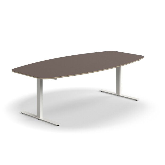 Stół konferencyjny AUDREY, 2400x1200 mm, biały, szarobrązowy