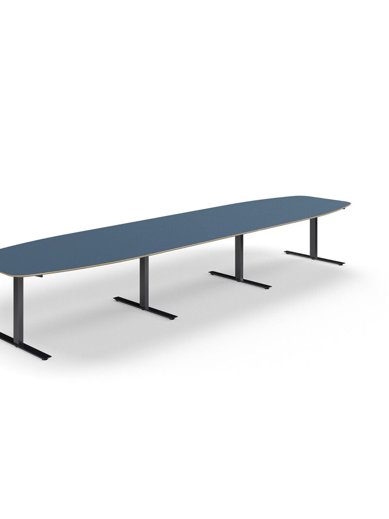 Stół konferencyjny AUDREY, 4800x1200 mm, czarny, popielatoniebieski