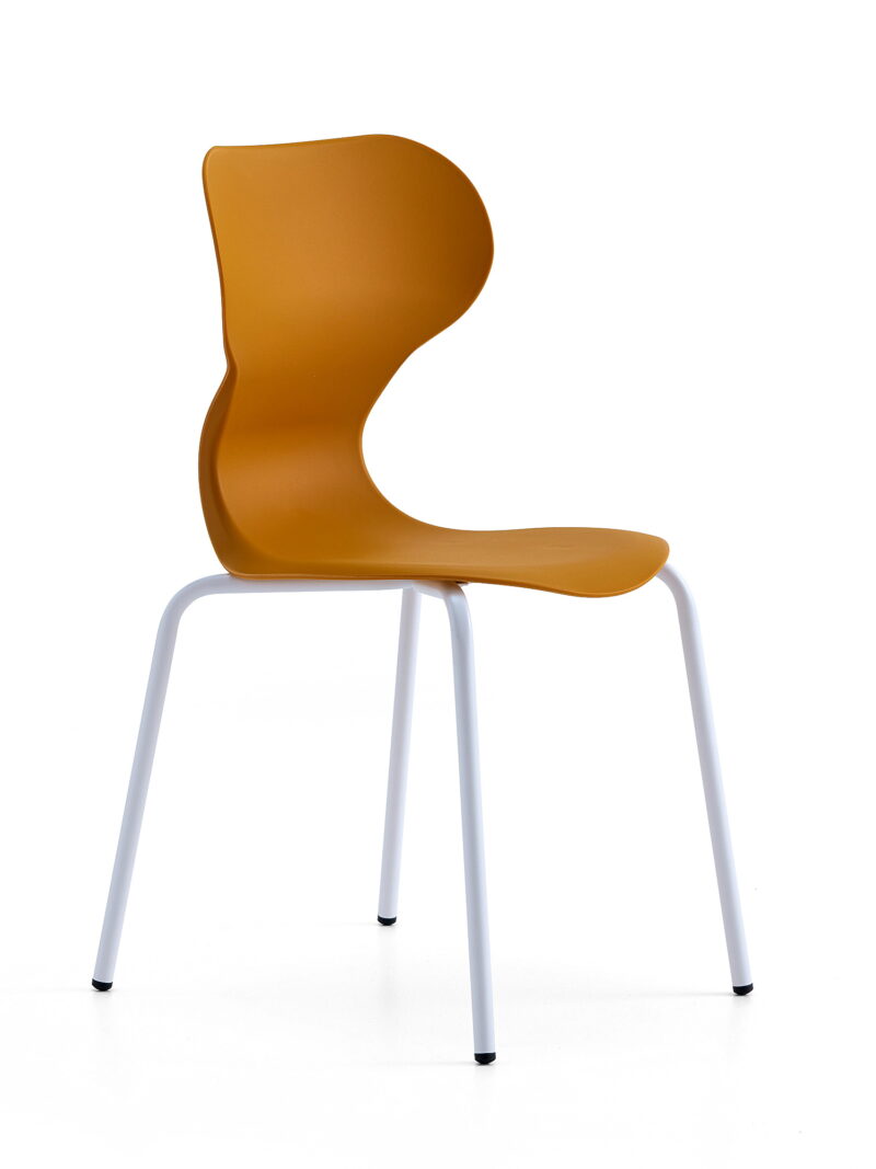 Krzesło BRIAN, 4 nogi, biały/żółty