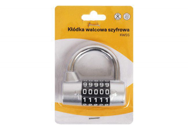 Kłódka walcowa szyfrowa Assa Abloy KWSS-B1-99, lakier srebrny, blister (kod na 5 cyfr)