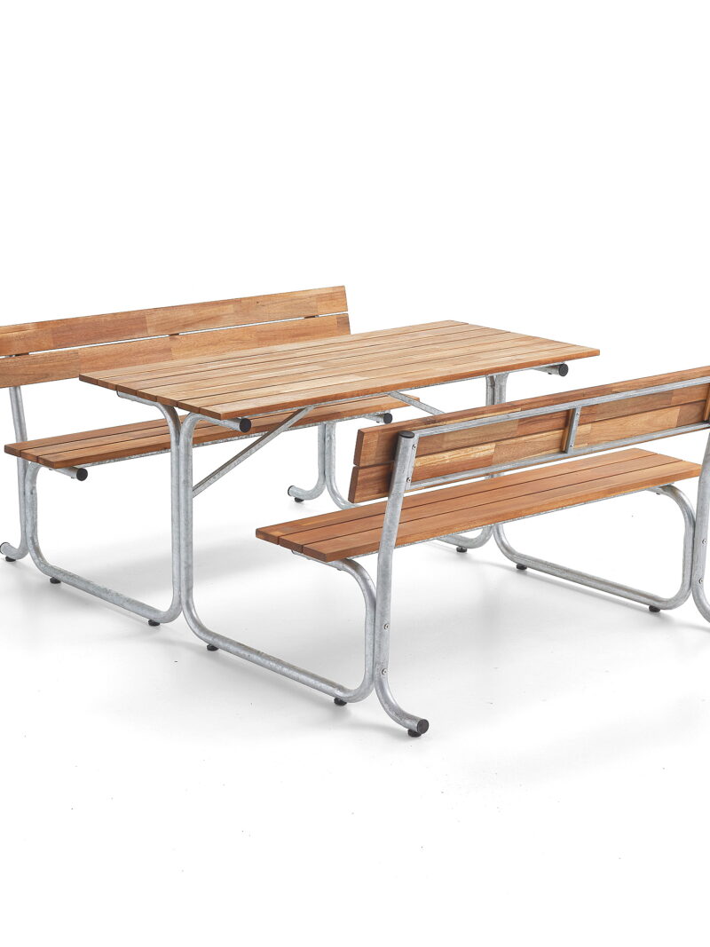 Stół piknikowy z ławkami PARK, 1500 mm, brązowy