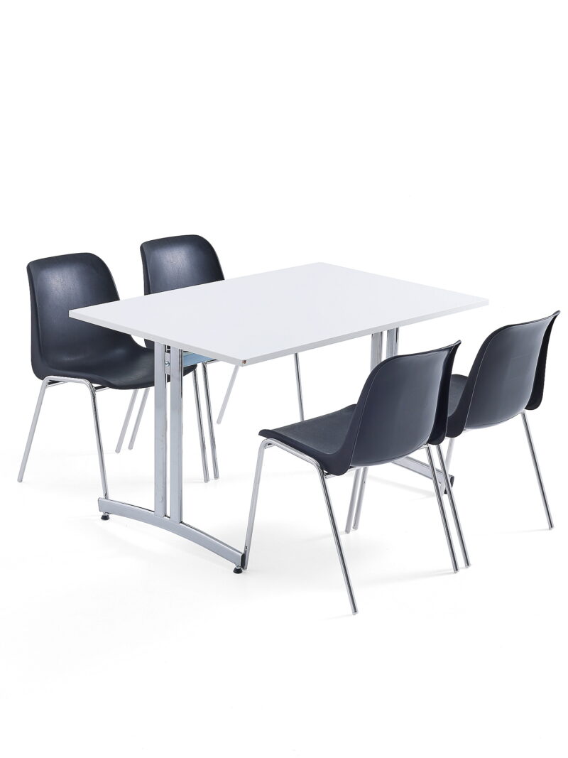 Zestaw mebli SANNA + SIERRA, 1 stół i 4 krzesła, czarny/chrom