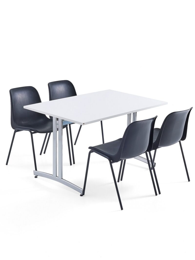 Zestaw mebli SANNA + SIERRA, 1 stół i 4 krzesła, czarny/czarny