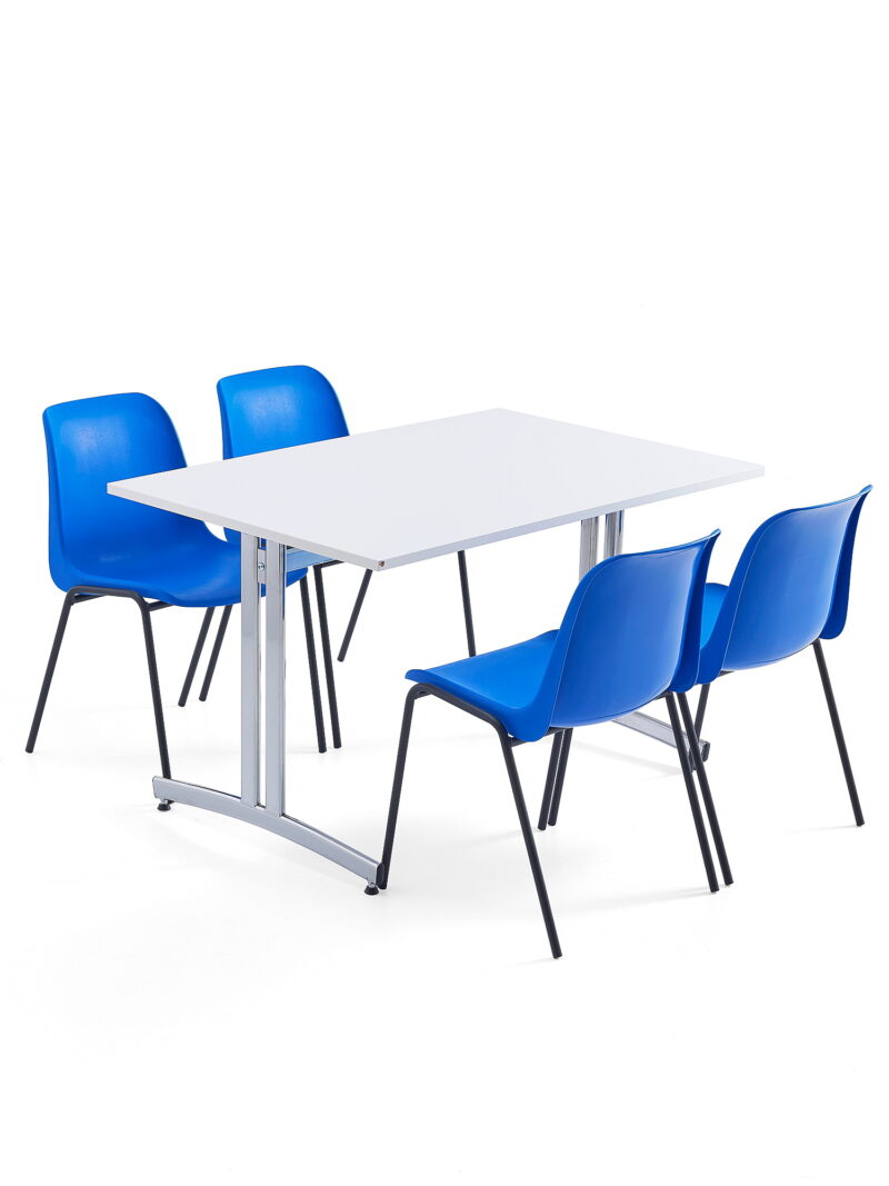 Zestaw mebli SANNA + SIERRA, 1 stół i 4 krzesła, niebieski/czarny