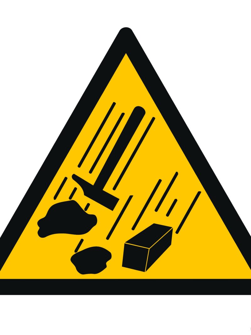 GE001 Prace na wysokości - ostrzeżenie przed spadającymi przedmiotami -  12 naklejek