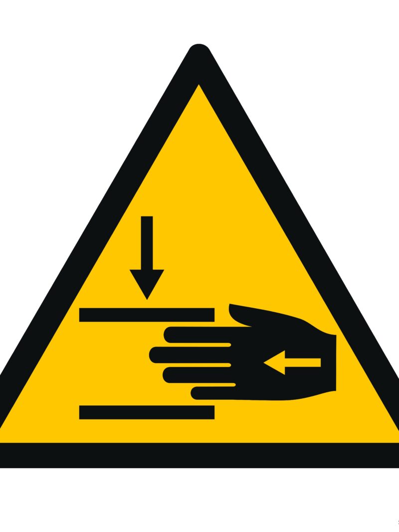 GE012 Uwaga niebezpieczeństwo zgniecenia dłoni -  12 naklejek