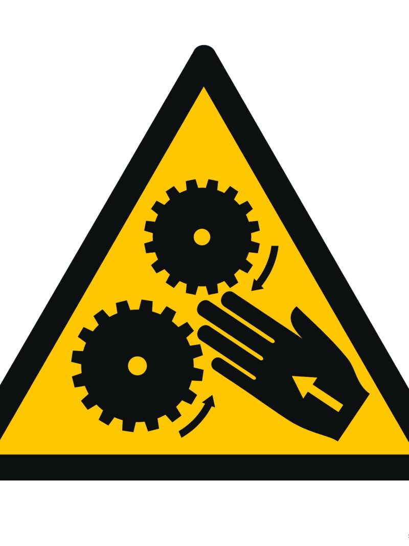 GE013 Uwaga wirujące elementy -  12 naklejek