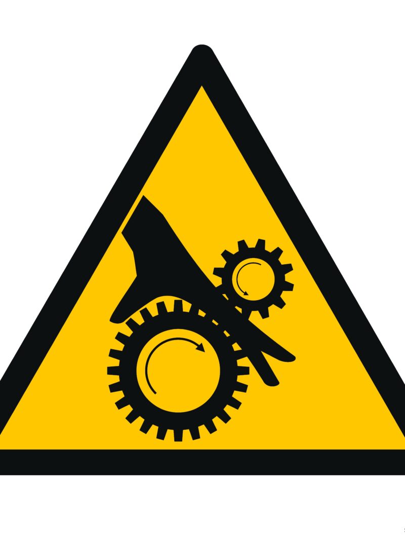 GE016 Uwaga wirujące elementy -  12 naklejek