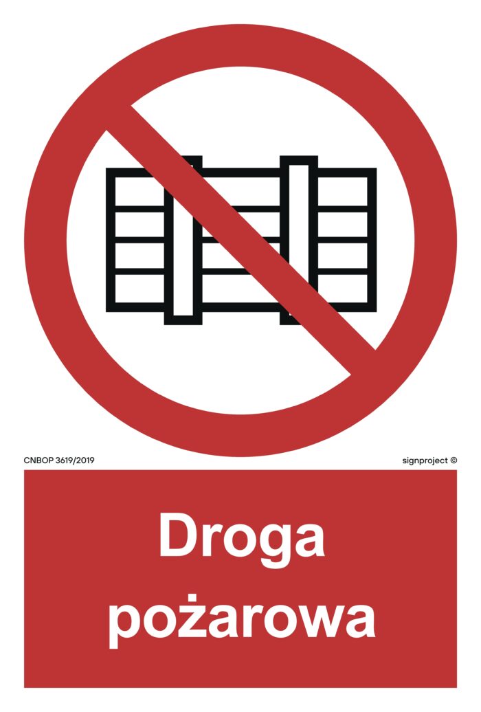 BB001 Nie zastawiać - droga pożarowa -  9 naklejek