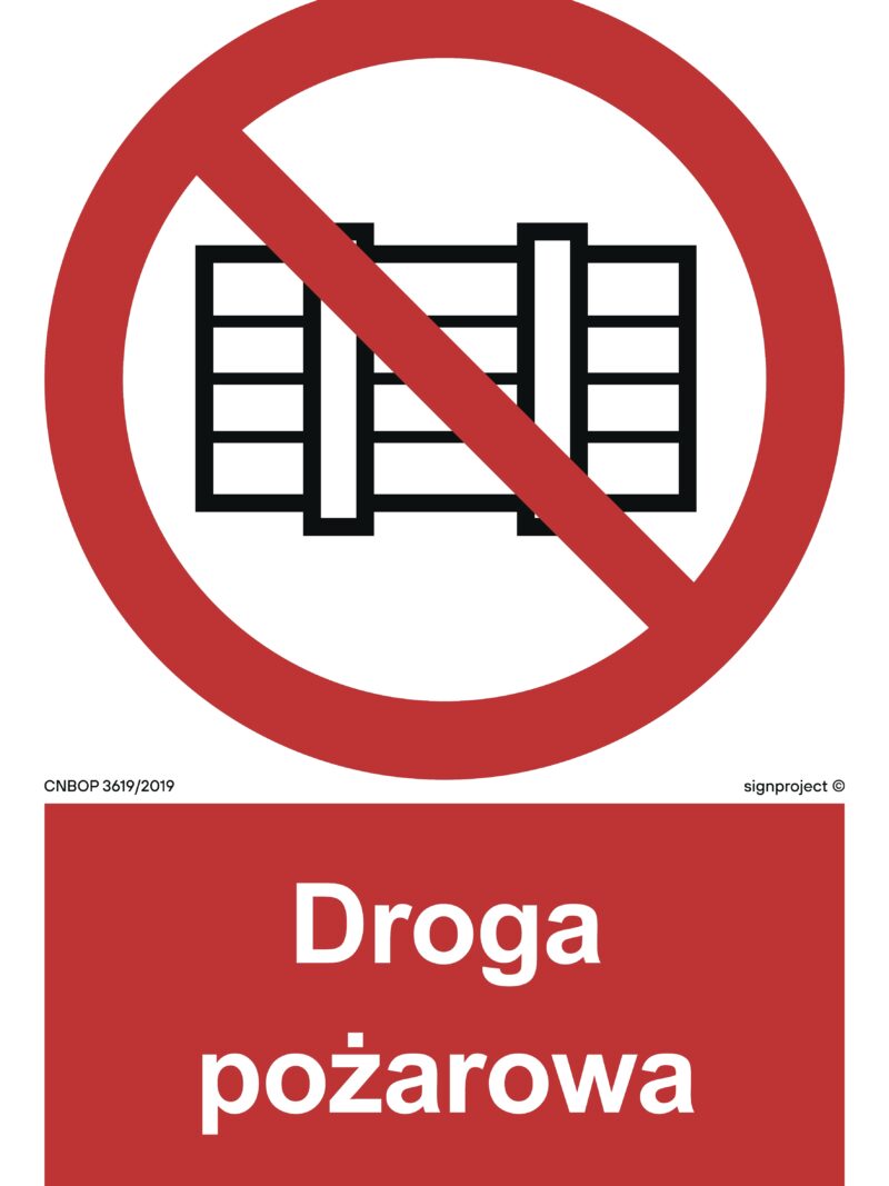 BB001 Nie zastawiać - droga pożarowa -  9 naklejek