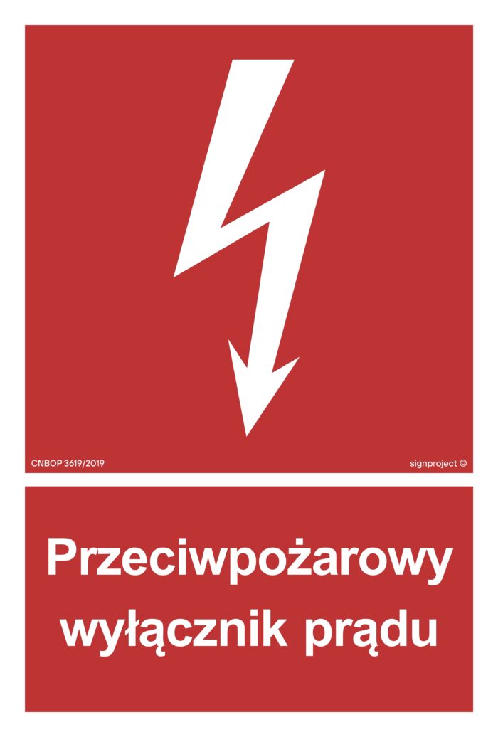 BB012 Przeciwpożarowy wyłącznik prądu -  9 naklejek