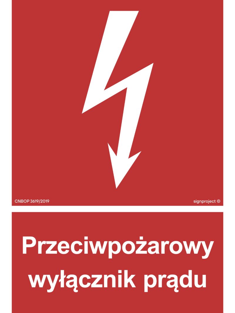 BB012 Przeciwpożarowy wyłącznik prądu -  9 naklejek