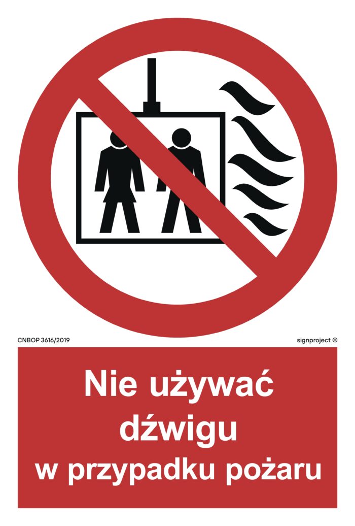 BB020 Nie używać dźwigu w przypadku pożaru -  9 naklejek