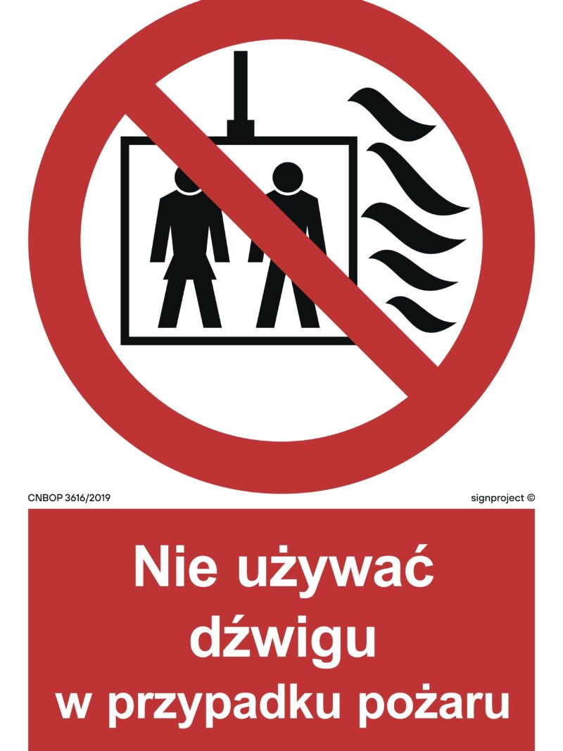 BB020 Nie używać dźwigu w przypadku pożaru -  9 naklejek