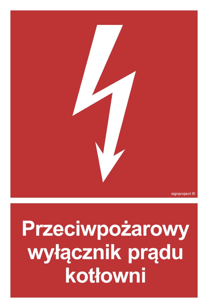 BB024 Przeciwpożarowy wyłącznik prądu kotłowni -  9 naklejek