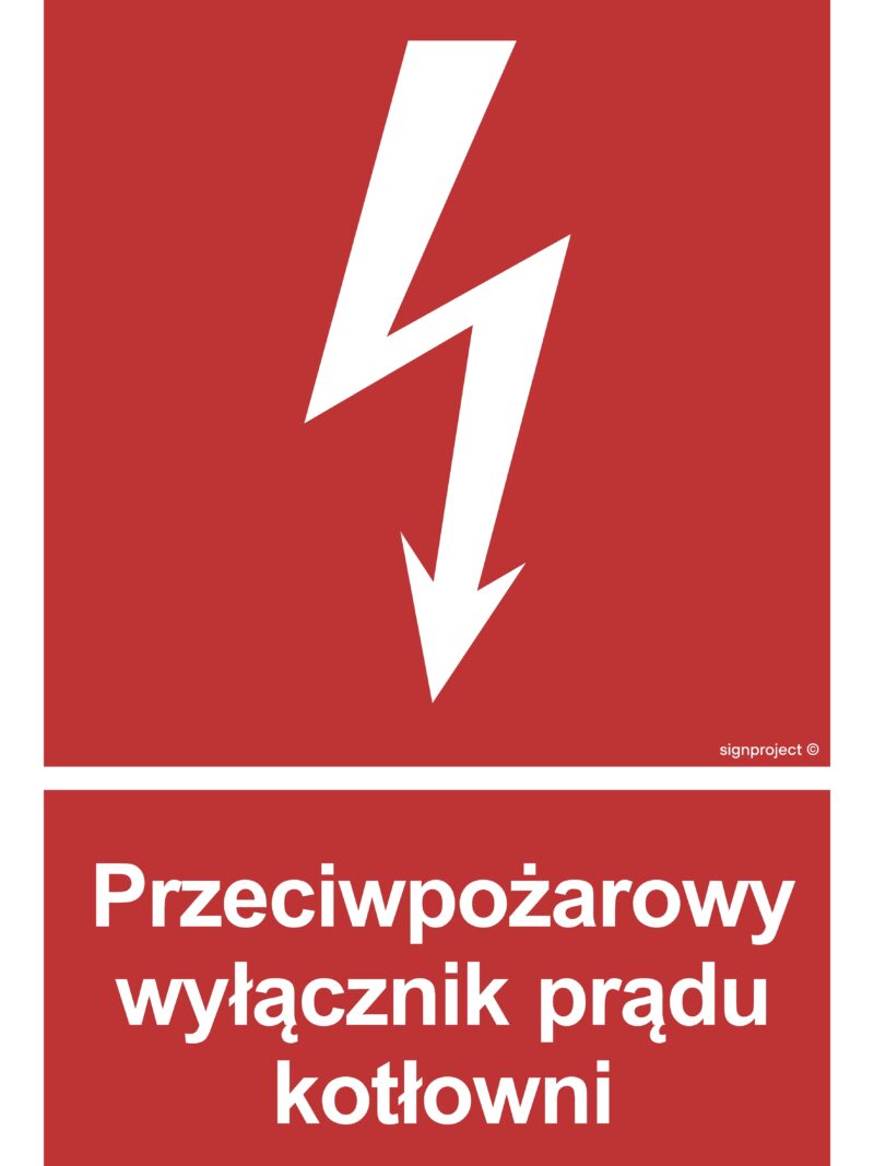 BB024 Przeciwpożarowy wyłącznik prądu kotłowni -  9 naklejek