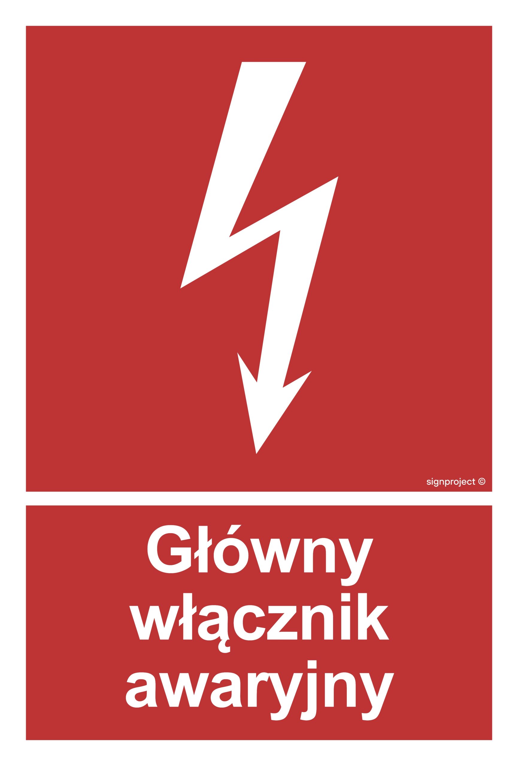 BC035 Główny włącznik awaryjny - 9 naklejek