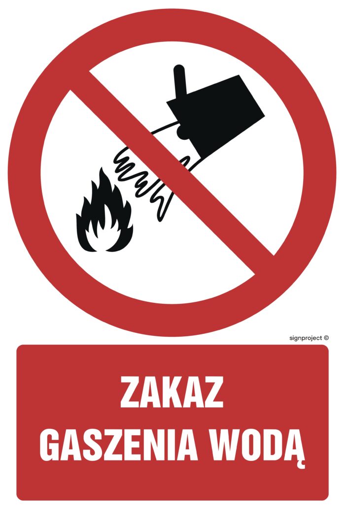 GC090 Zakaz gaszenia wodą - opakowanie 10 sztuk