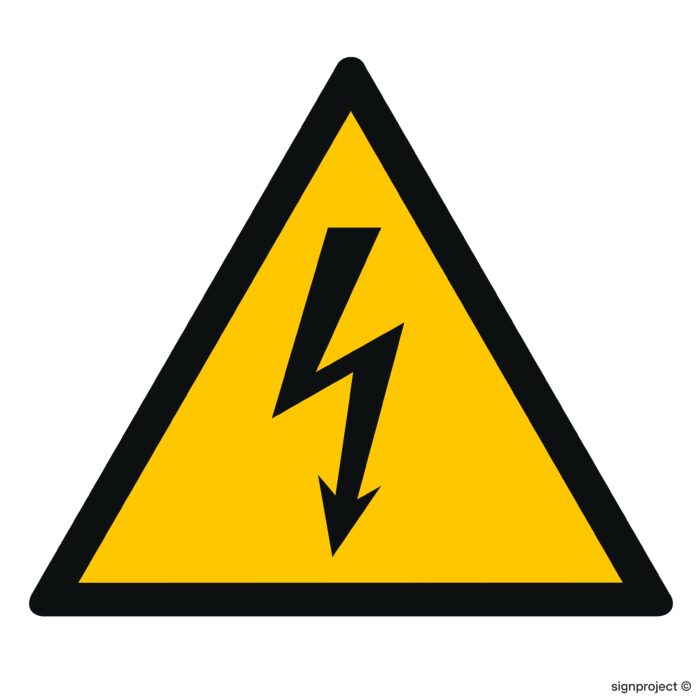 GD012 Ostrzeżenie przed napięciem elektrycznym -  12 naklejek