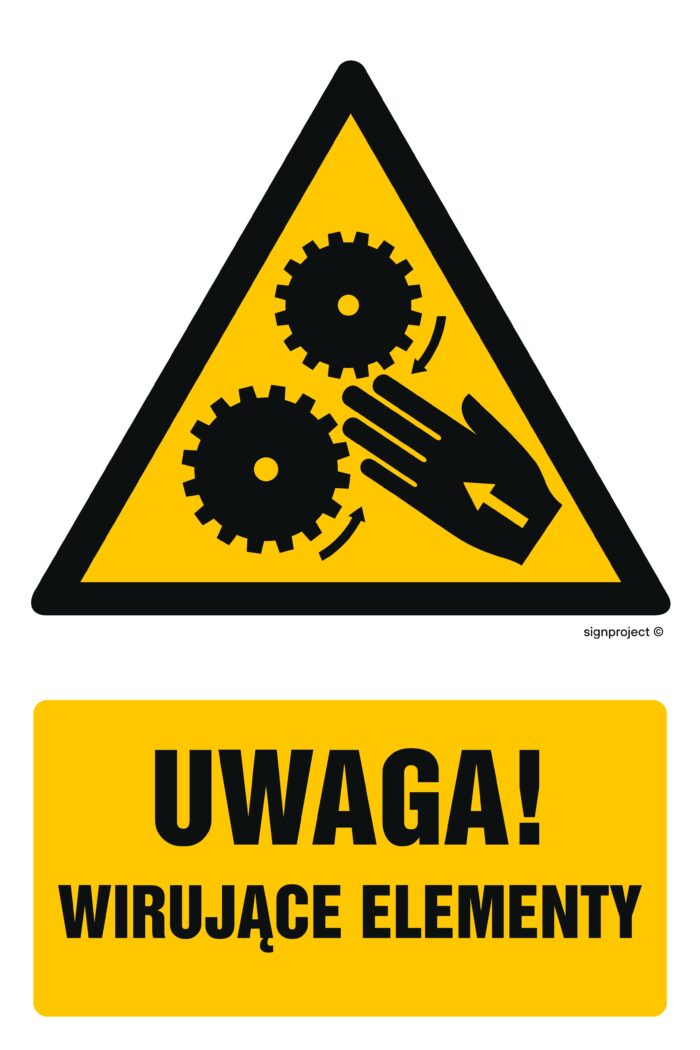 GF038 Uwaga wirujące elementy -  9 naklejek