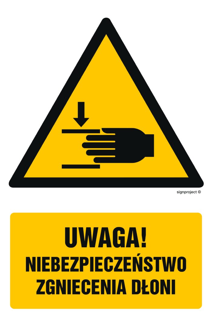 GF039 Uwaga! Niebezpieczeństwo zgniecenia dłoni -  9 naklejek