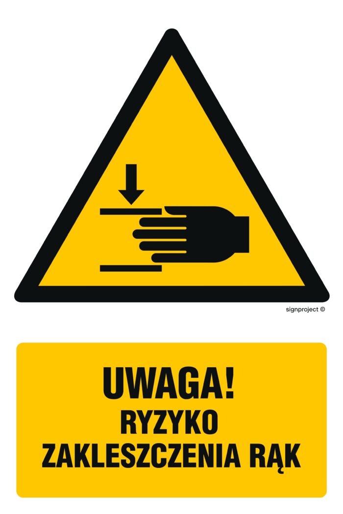 GF045 Uwaga ryzyko zakleszczenia rąk - opakowanie 10 sztuk