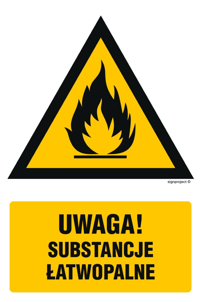 JA011 Uwaga! Substancje łatwopalne -  9 naklejek