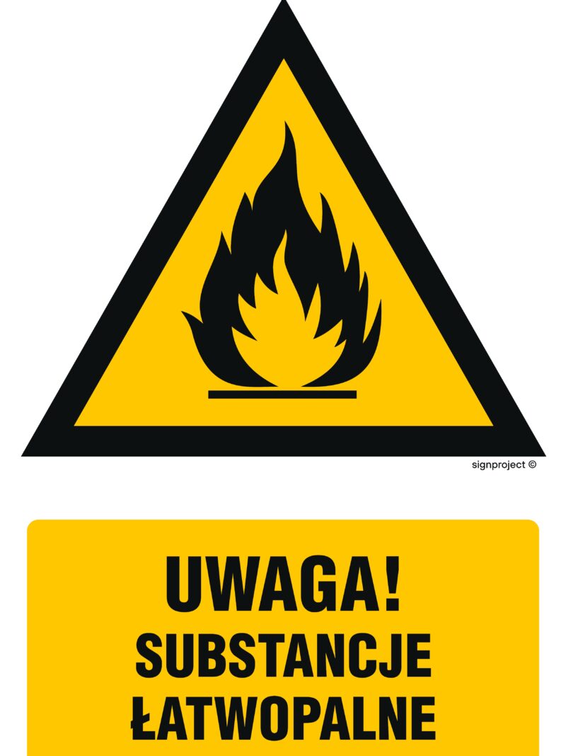 JA011 Uwaga! Substancje łatwopalne -  9 naklejek