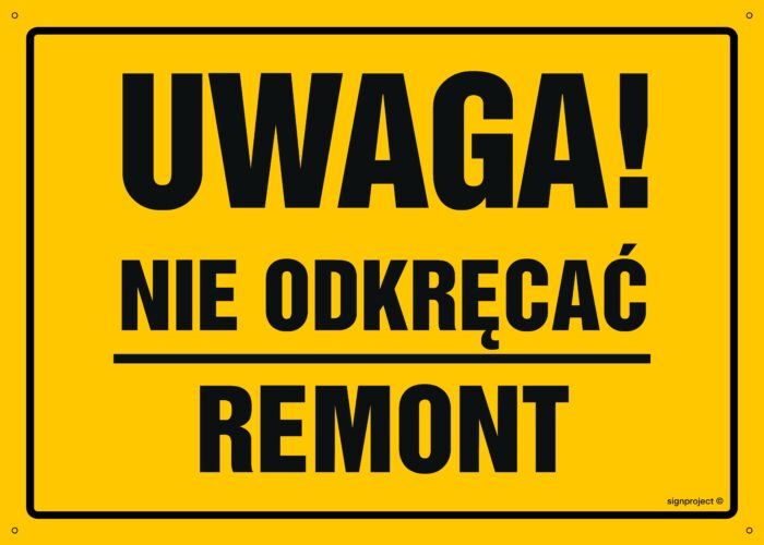 OA018 Uwaga! Nie odkręcać