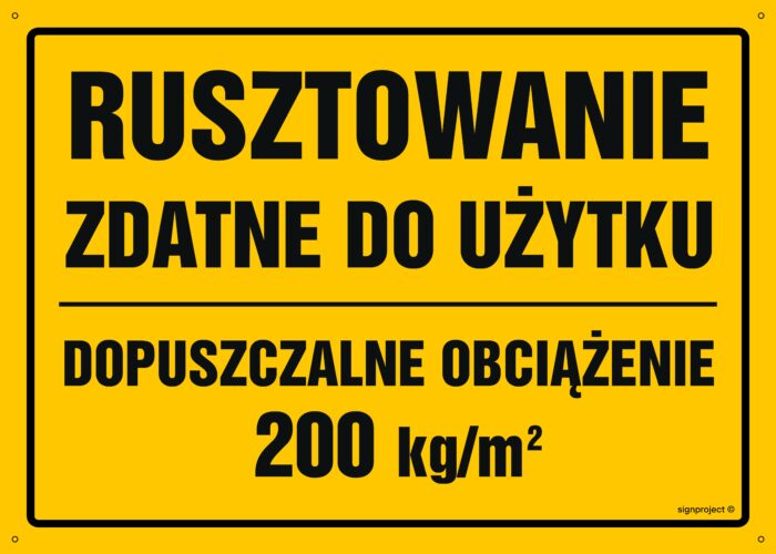 OA145 Rusztowanie zdatne do użytku Dopuszczalne obciążenie 200 kg/m2