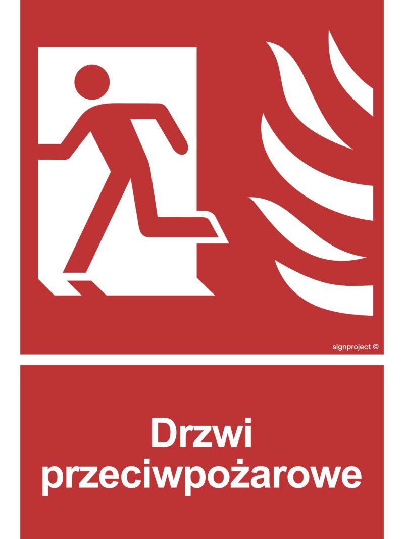 BC052 Drzwi przeciwpożarowe lewostronne -  9 naklejek