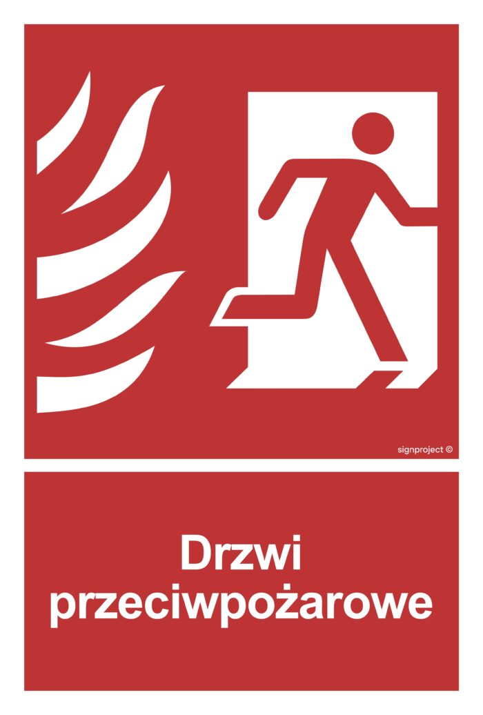 BC053 Drzwi przeciwpożarowe prawostronne -  9 naklejek