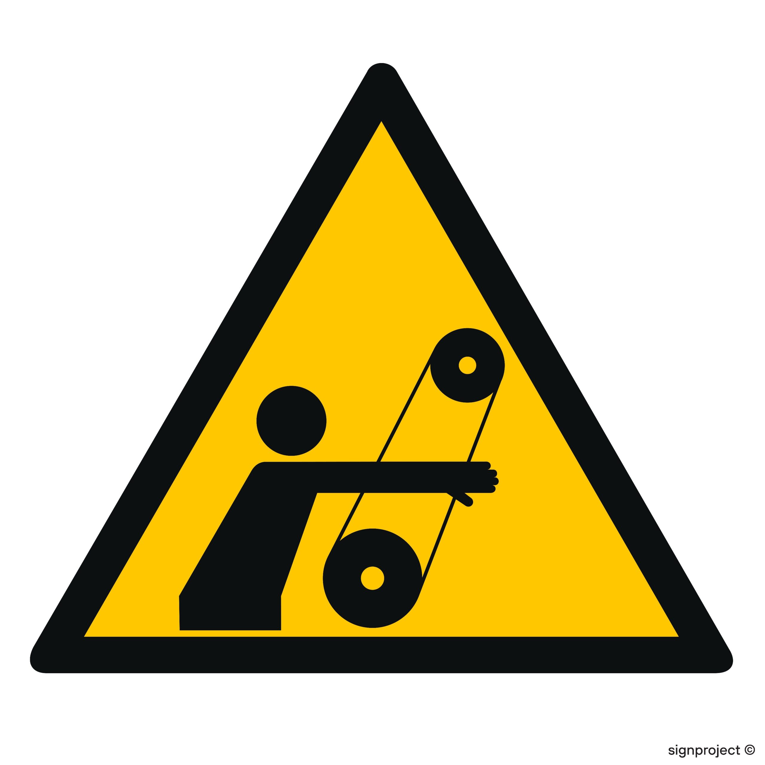 GE018 Uwaga ruchome elementy - 12 naklejek