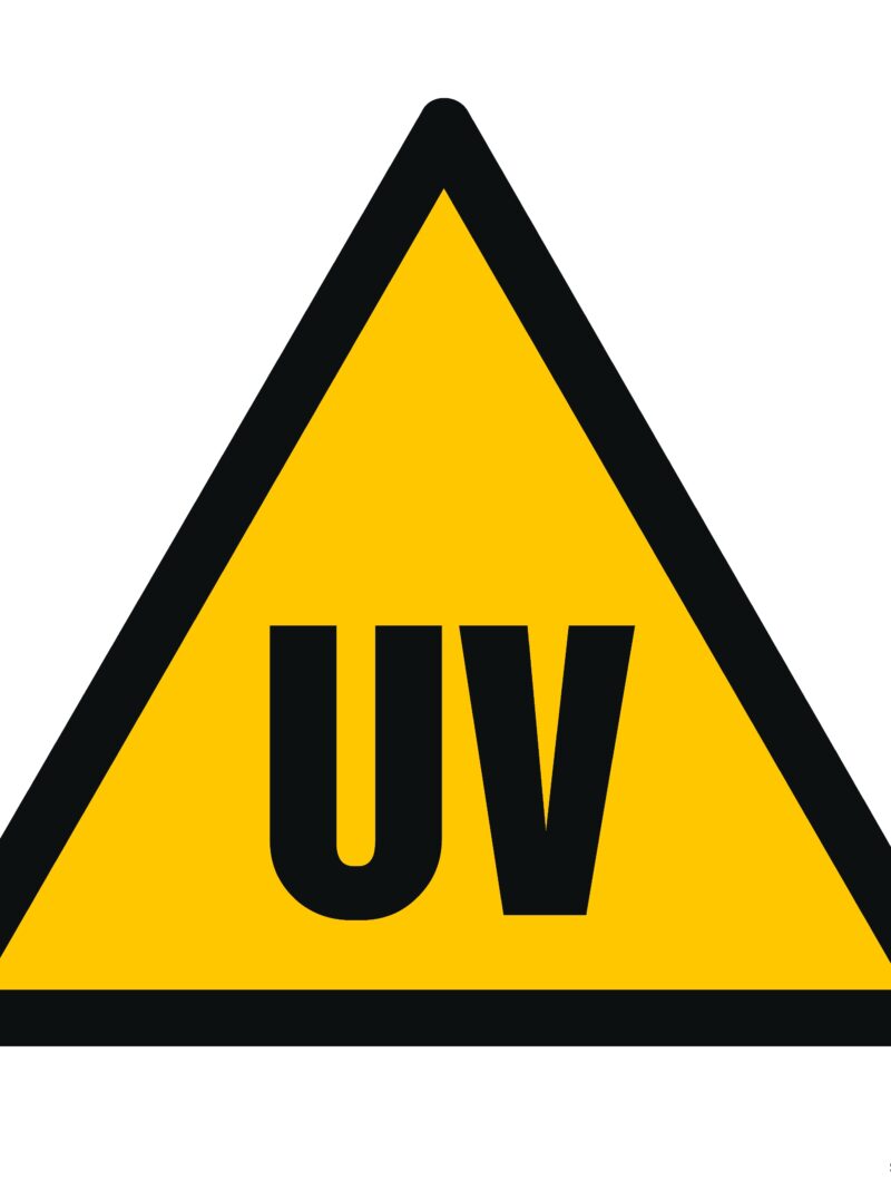 GE023 Uwaga! Promieniowanie ultrafioletowe -  12 naklejek