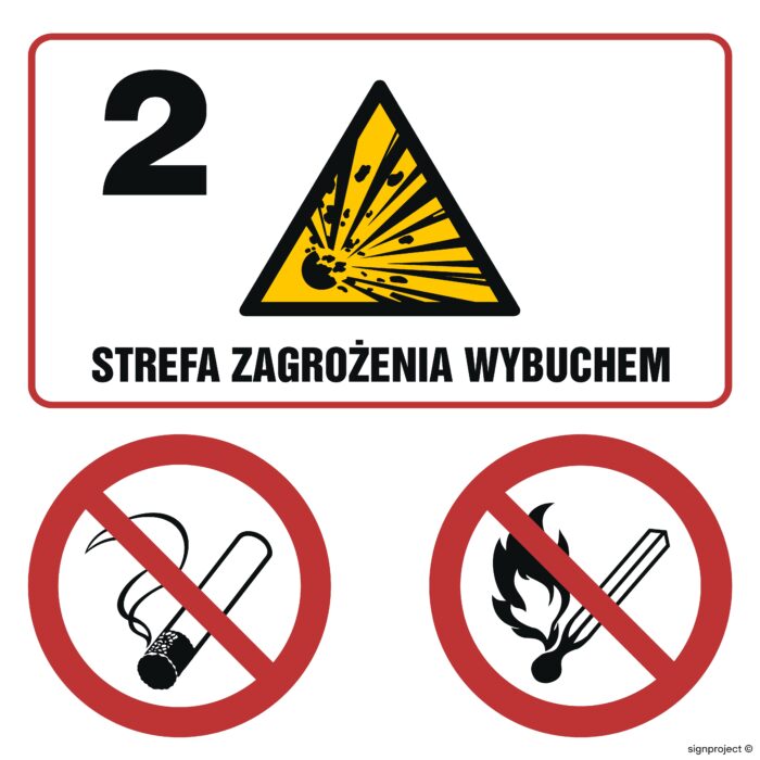 NB038 Strefa zagrożenia wybuchem 2. Zakaz palenia. Zakaz używania otwartego ognia.