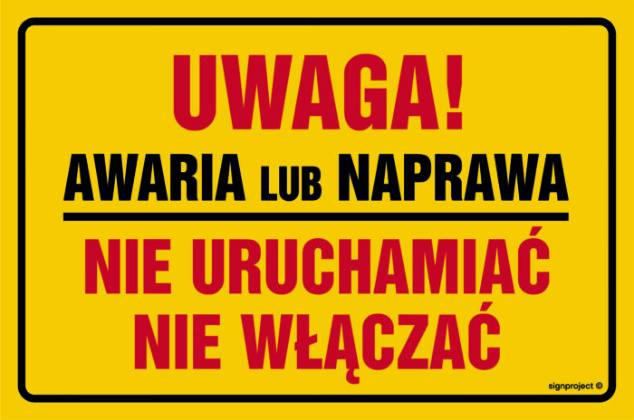 NC006 Uwaga! Awaria lub naprawa. Nie uruchamiać