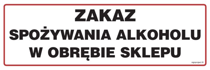 NC015 Zakaz spożywania alkoholu w obrębie sklepu