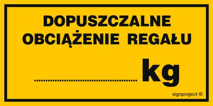 NC095 Dopuszczalne obciążenie regału ....... kg - opakowanie 10 sztuk