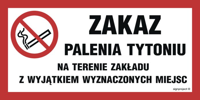 ND058 Zakaz palenia tytoniu na terenie zakładu z wyjątkiem wyznaczonych miejsc
