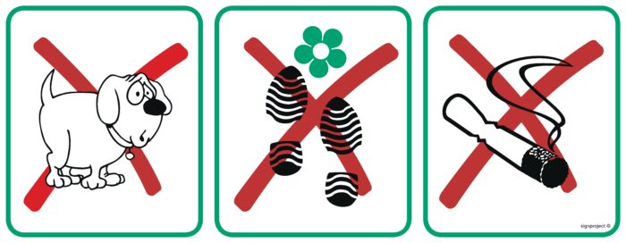 NE003 Zakaz wprowadzania psów,deptania trawnika, palenia tytoniu
