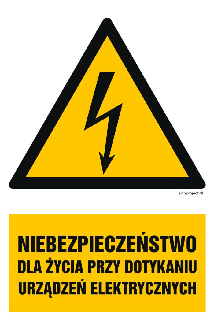 HA006 Niebezpieczeństwo dla życia przy dotykaniu urządzeń elektrycznych -  9 naklejek